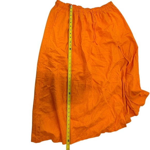 Abercrombie & Fitch linen cotton blend midi skirt with slit XL orange NWT - Picture 5 of 8